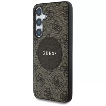 Guess 4G Round Patch Classic Logo MagSafe Case for Samsung Galaxy S25+ (Brown)