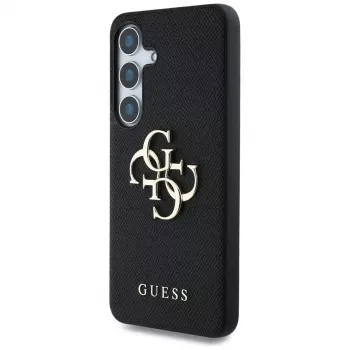Guess Grained Big 4G Logo Small Classic Logo Back Cover for Samsung Galaxy S25, Black
