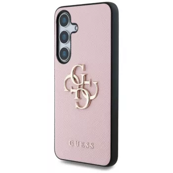 Guess Grained Big 4G Logo Small Classic Logo Back Cover Case for Samsung Galaxy S25 Pink
