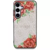 Guess Leather 4G Flowers Print Metal Classic Logo MagSafe Case for Samsung Galaxy S25 Pink