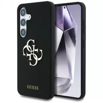Guess Silicone Big 4G Logo Bottom Script Case for Samsung Galaxy S25, Black
