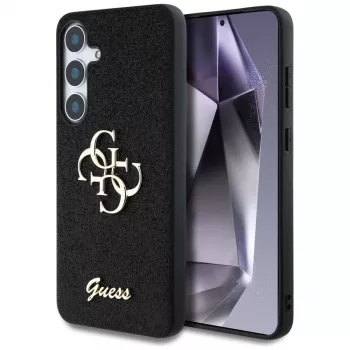 Guess Fixed Glitter Big 4G Metal Logo Case for Samsung Galaxy S25 (Black)