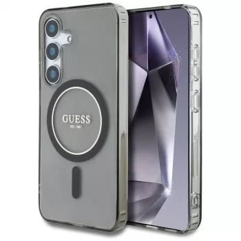 Guess Glitter Circle Classic Logo MagSafe Case for Samsung Galaxy S25 Black
