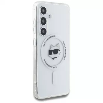 Karl Lagerfeld Button Choupette Head Printed Logo MagSafe Case for Samsung Galaxy S25 White