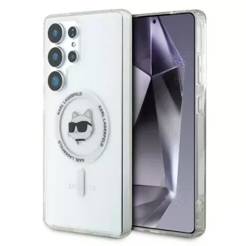 Karl Lagerfeld Button Choupette Head Printed Logo MagSafe Case for Samsung Galaxy S25 Ultra White