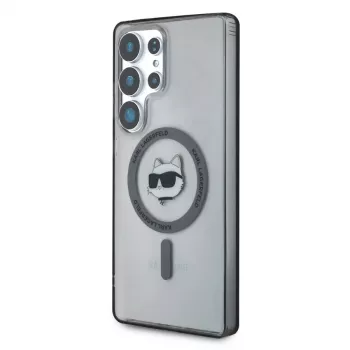 Karl Lagerfeld Button Choupette Head Printed Logo MagSafe Case for Samsung Galaxy S25 Ultra, Black