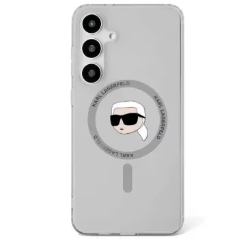 KARL LAGERFELD Button Karl Head Printed Logo MagSafe Case for Samsung Galaxy S25, Black