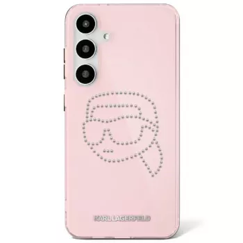 Karl Lagerfeld Rhinestones Karl Head Logo Case for Samsung Galaxy S25 (Pink)