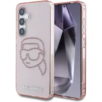 Karl Lagerfeld Rhinestones Karl Head Logo Case for Samsung Galaxy S25 (Pink)