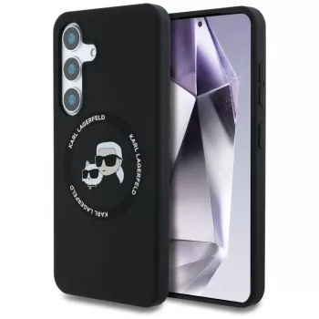 KARL LAGERFELD Silicone DoubleHeads & Circle MagSafe Case for Samsung Galaxy S25+ - Black