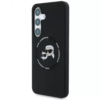 KARL LAGERFELD Silicone DoubleHeads & Circle MagSafe Case for Samsung Galaxy S25+ - Black