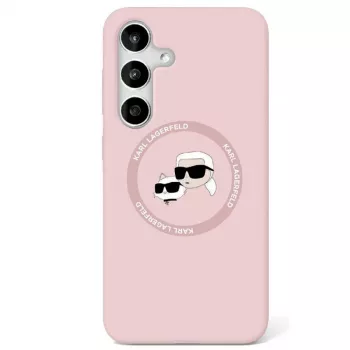 KARL LAGERFELD Silicone Double Heads And Circle MagSafe Case for Samsung Galaxy S25 Pink