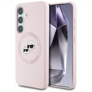 KARL LAGERFELD Silicone Double Heads And Circle MagSafe Case for Samsung Galaxy S25 Pink