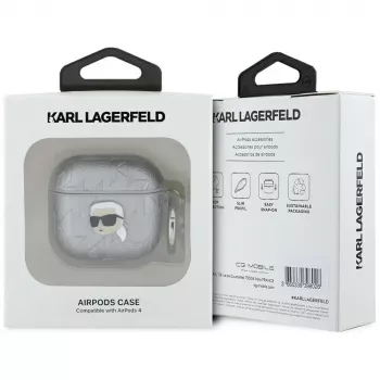 Karl Lagerfeld Monogram Karl Head Case for AirPods 4 (Silver)