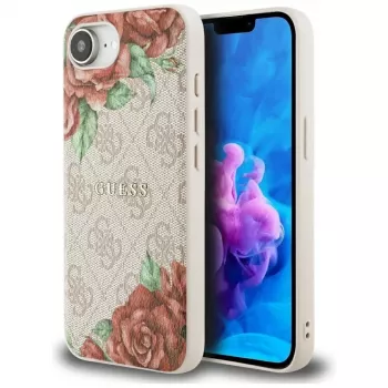 Guess 4G Flowers Print MagSafe Case for iPhone 16e / 17e Pink