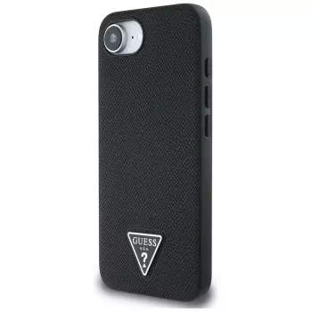 Guess Grained Triangle MagSafe Case for iPhone 16e (Black)