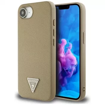 Guess Grained Triangle MagSafe Case for iPhone 16e (Brown)