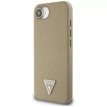 Guess Grained Triangle MagSafe Case for iPhone 16e (Brown)