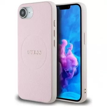 Guess Grained Ring MagSafe Case for Apple iPhone 16e (Pink)