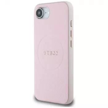 Guess Grained Ring MagSafe Case for Apple iPhone 16e (Pink)