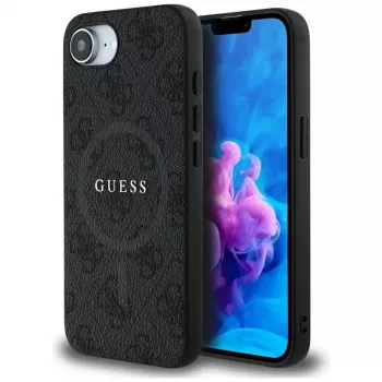 Guess 4G Ring Classic Logo MagSafe Case for iPhone 16e (Black)