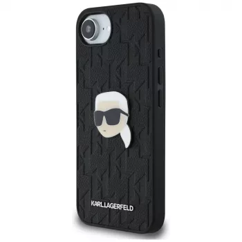 Karl Lagerfeld Monogram Karl Head Pin Case for iPhone 16e / 17e, Black
