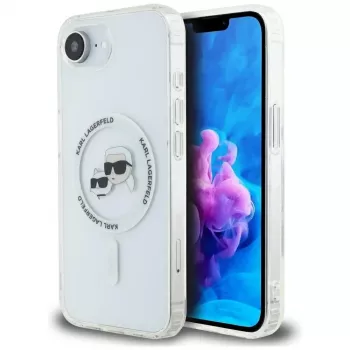 KARL LAGERFELD IML Metal Karl & Choupette Heads MagSafe Case for iPhone 16e/17e White