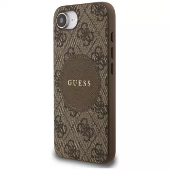 Guess 4G Circle Classic Logo MagSafe Case for iPhone 16e (Brown)