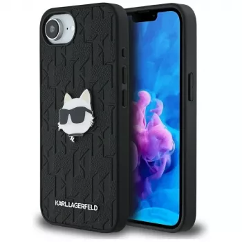 KARL LAGERFELD Monogram Choupette Head Pin Case for iPhone 16e / 17e Black