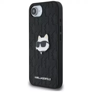 KARL LAGERFELD Monogram Choupette Head Pin Case for iPhone 16e / 17e Black