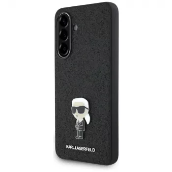 KARL LAGERFELD Fixed Glitter Ikonik Logo Metal Pin Case for Samsung Galaxy A36 - Black
