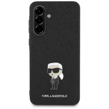 KARL LAGERFELD Fixed Glitter Ikonik Logo Metal Pin Case for Samsung Galaxy A36 - Black
