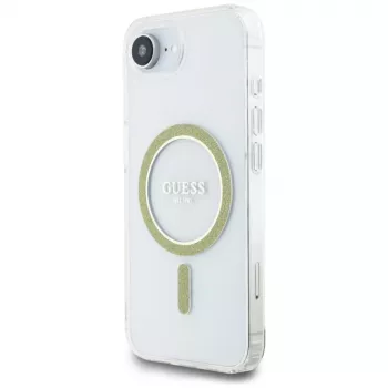 Guess IML Glitter Circle MagSafe Case for iPhone 16e (Transparent)