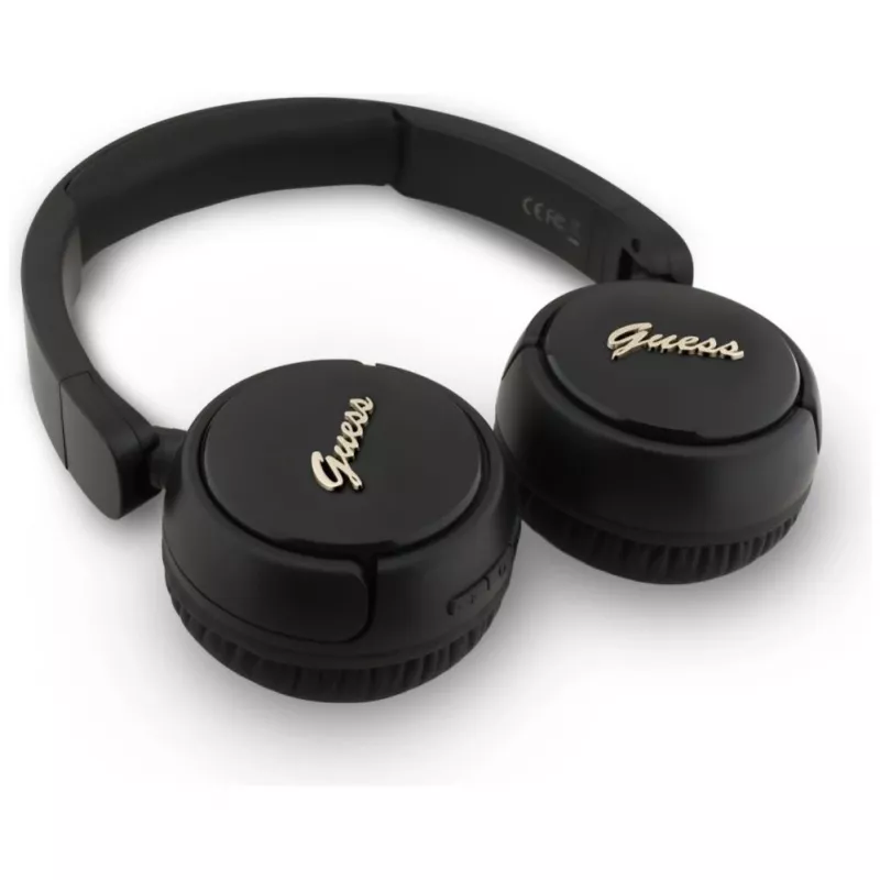 Guess Metal Logo Script Wireless Bluetooth 5.3 Over-Ear Headphones, Black