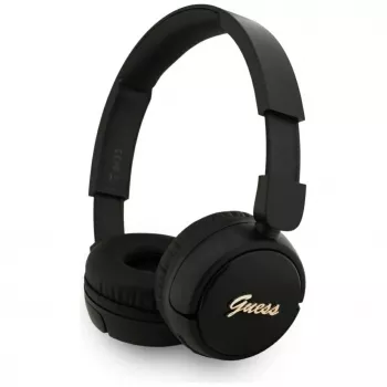 Guess Metal Logo Script Wireless Bluetooth 5.3 Over-Ear Headphones, Black