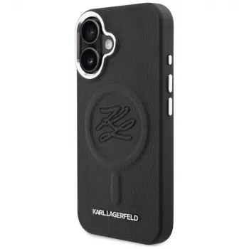 Karl Lagerfeld Initial & Metal Logo MagSafe Case for Apple iPhone 16, Black