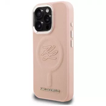 KARL LAGERFELD Initial & Metal Logo MagSafe Case for iPhone 16 Pro Max Pink