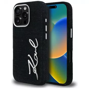 Karl Lagerfeld FW Jeans Signature Logo Case for iPhone 16 Pro, Black