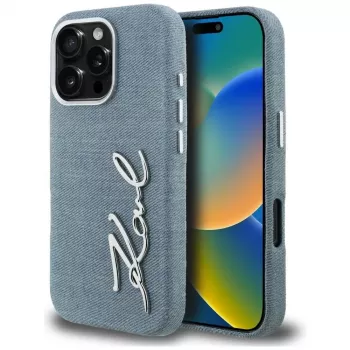 KARL LAGERFELD FW Jeans Signature Logo Case for iPhone 16 Pro Max, Blue