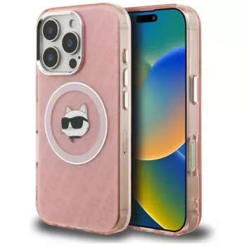 Karl Lagerfeld IML Choupette Head Logo MagSafe Case for Apple iPhone 16 Pro, Pink