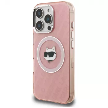 Karl Lagerfeld IML Choupette Head Logo MagSafe Case for Apple iPhone 16 Pro, Pink