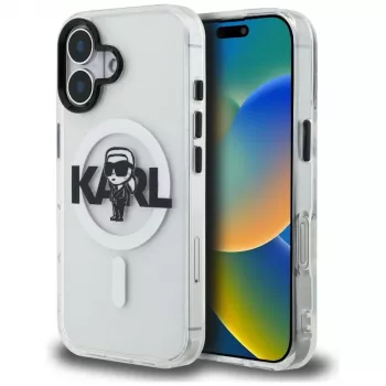 KARL LAGERFELD IML Karl Sketch Logo MagSafe Case for iPhone 16, Transparent