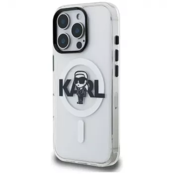 Karl Lagerfeld IML Karl Sketch Logo MagSafe Case for iPhone 16 Pro Max, Transparent