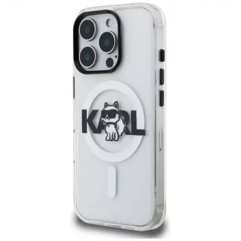 Karl Lagerfeld IML Choupette Sketch Logo MagSafe Case for iPhone 16 Pro, Transparent