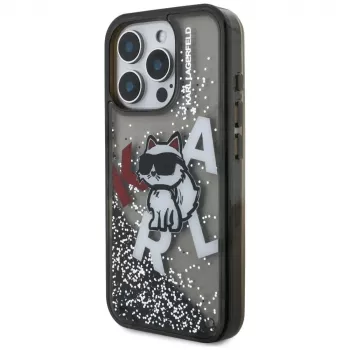KARL LAGERFELD Liquid Glitter Choupette Logo Case for Apple iPhone 16 Pro Max - Black