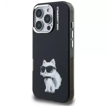 Karl Lagerfeld IML Aquarelle Choupette & Logo Case for iPhone 16 Pro Max Black