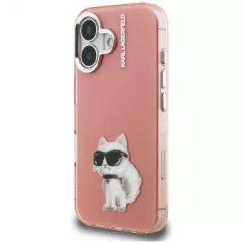 Karl Lagerfeld IML Aquarelle Choupette & Logo Phone Case for iPhone 16, Pink
