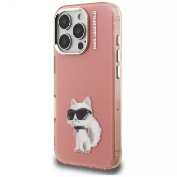 Karl Lagerfeld IML Aquarelle Choupette & Logo Case for Apple iPhone 16 Pro, Pink
