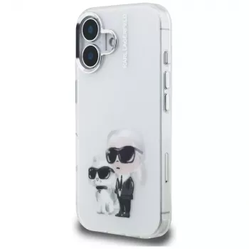 Karl Lagerfeld IML Aquarelle Karl & Choupette & Logo Case for Apple iPhone 16, White