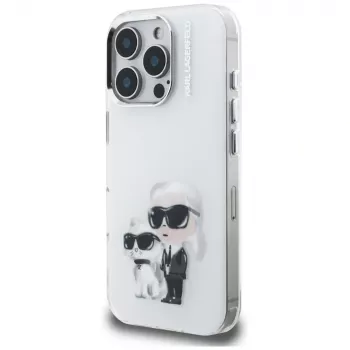 Karl Lagerfeld IML Aquarelle Karl & Choupette & Logo Case for iPhone 16 Pro Max White
